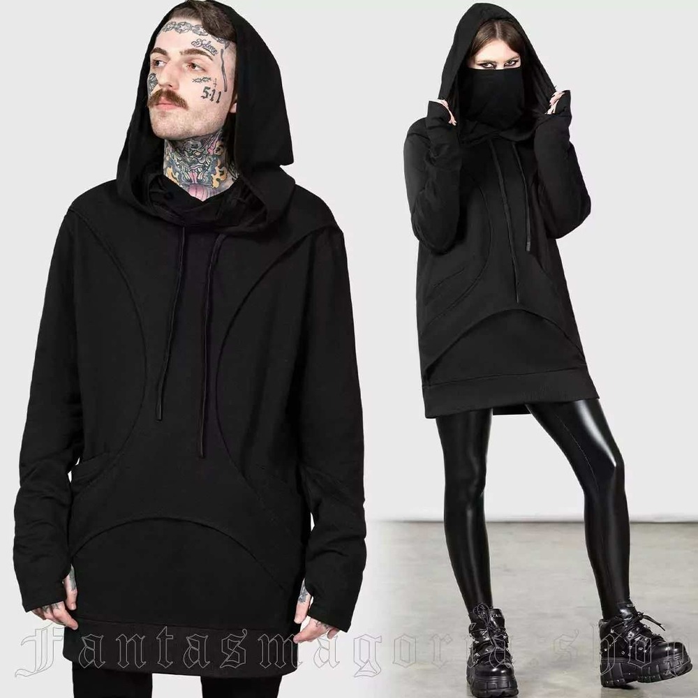 Killstar Grannus unisex pullover hooded sweater high neck hoodie goth alt